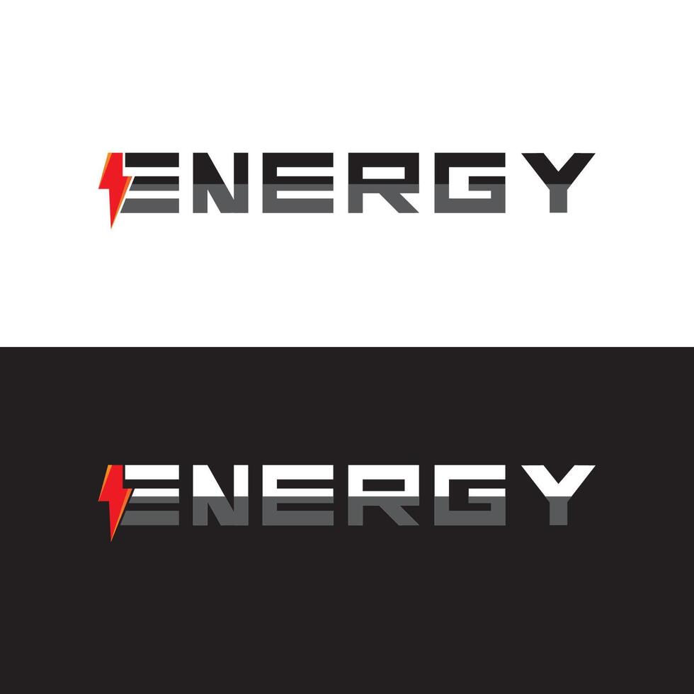 energie tekst doopvont dynamisch logo met bliksem - modern energie logo vector