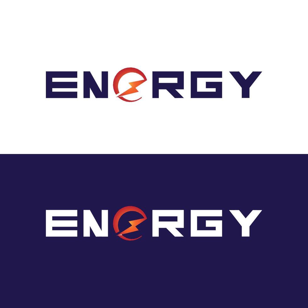 energie tekst doopvont dynamisch logo met bliksem - modern energie logo vector