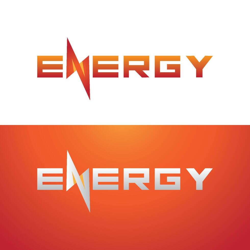 energie tekst doopvont dynamisch logo met bliksem - modern energie logo vector