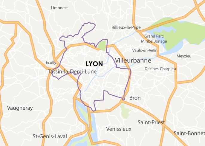 Kaart van de stad Lyon vector