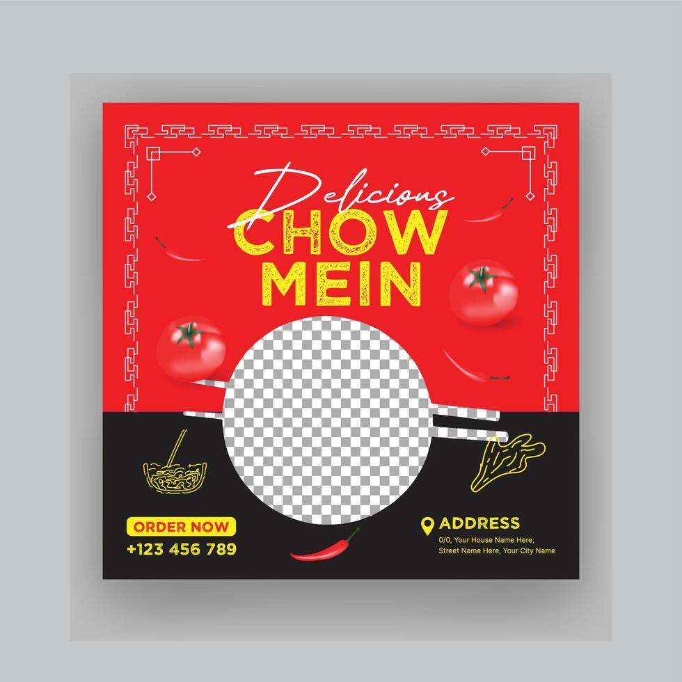 creatief Chinese restaurant sociaal media post sjabloon vector