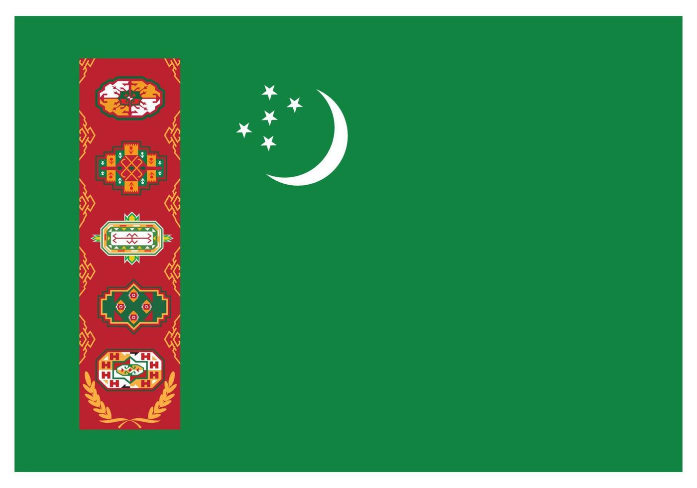 nationaal vlag van turkmenistan - vlak kleur icoon. vector