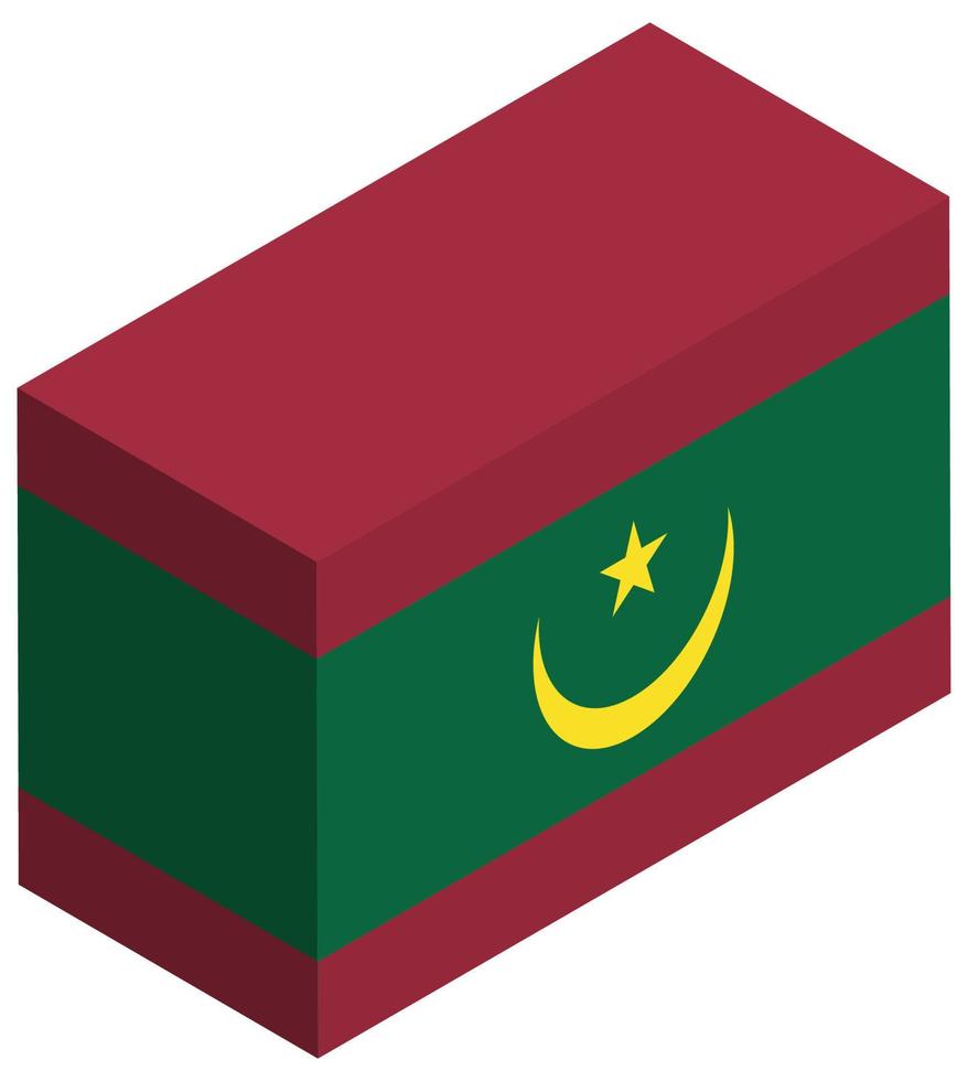 nationaal vlag van mauritania - isometrische 3d weergave. vector