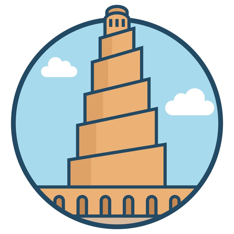 wereld beroemd gebouw - minaret van Samarra, Irak vector