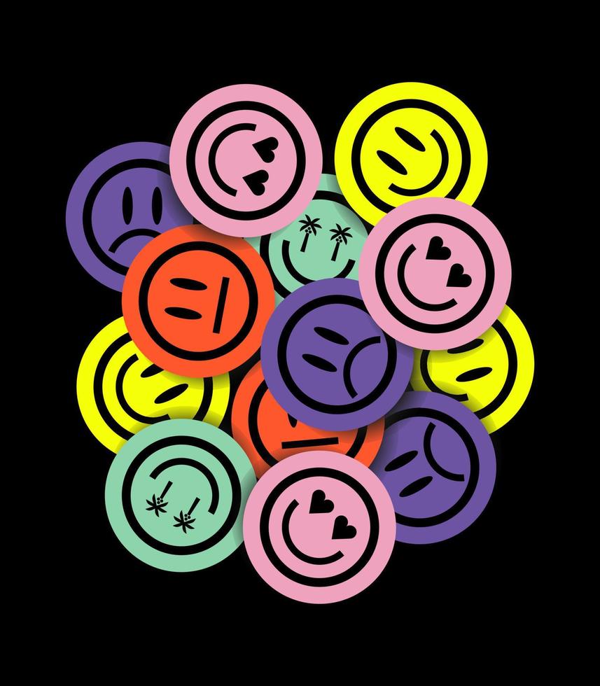 gas zitten Sturen vector emoji's sticker pak. ronde abstract grappig gezichten met divers  emoties. verschillend kleurrijk karakters. sticker stijl. vlak ontwerp.  hand- getrokken modieus vector illustratie. 16592795 Vectorkunst bij  Vecteezy