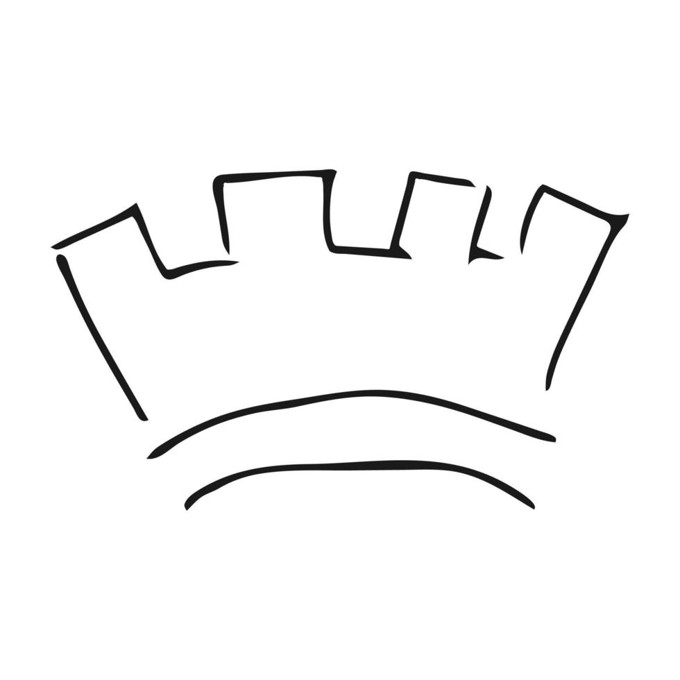 hand- getrokken kroon. gemakkelijk graffiti schetsen koningin of koning kroon. Koninklijk keizerlijk kroning en monarch symbool. zwart borstel tekening geïsoleerd Aan wit achtergrond. vector illustratie.