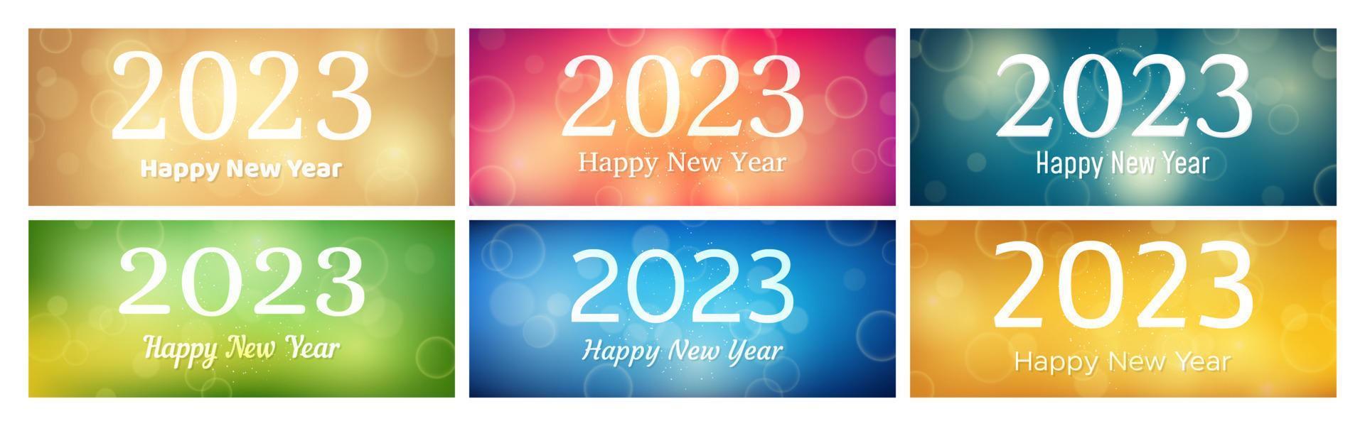 gelukkig nieuw jaar 2023 inscriptie Aan wazig achtergrond vector