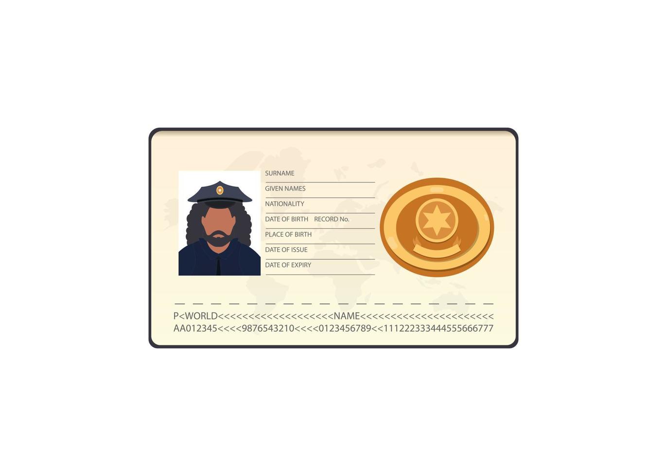 Politie ID kaart document vector icoon vlak geïsoleerd.
