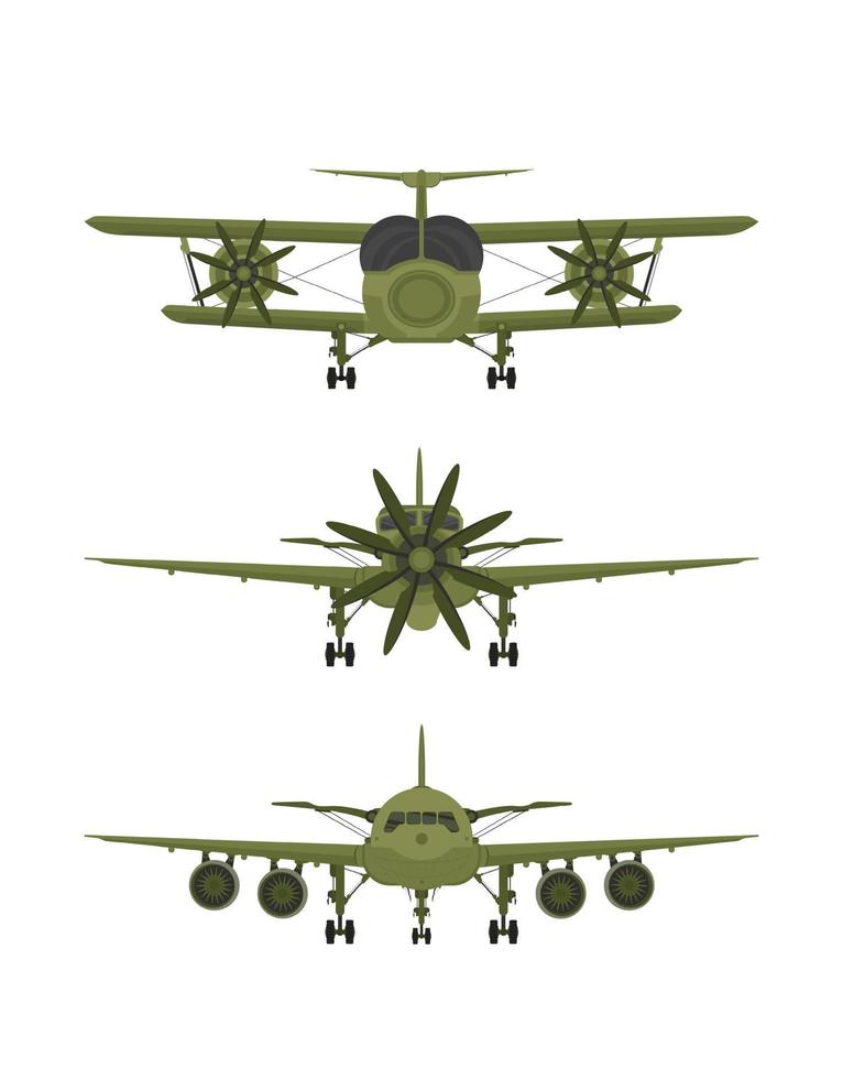 leger vlak set, leger vlak geïsoleerd Aan wit achtergrond, voorkant visie vector