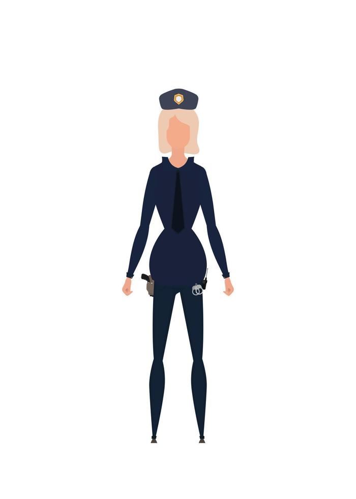 mooi meisje Politie officier in uniform. illustratie. geïsoleerd over- wit achtergrond. vector