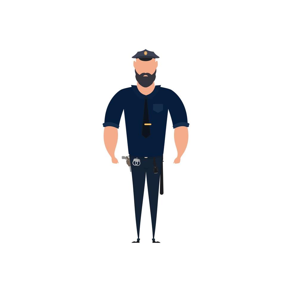 Politie officier vector. politieagent beroep, politieagent bewaker karakter of veiligheid Mens vlak icoon geïsoleerd Aan wit achtergrond. politieagent in uniform illustratie vector