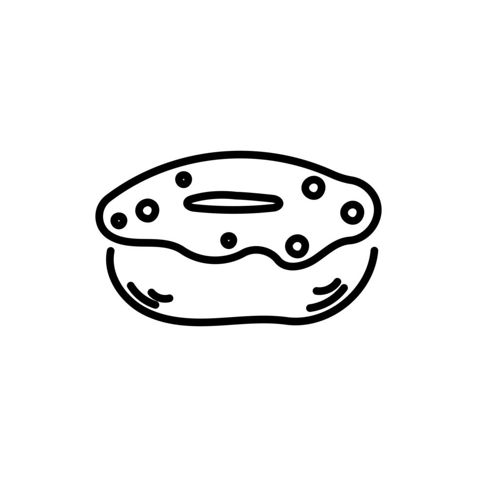 schattig element in tekening stijl lekker donut, taart, zoetheid, bakkerij. hand- getrokken vector illustratie. modieus ontwerp elementen voor vakantiegroet kaarten, decor. geïsoleerd Aan wit