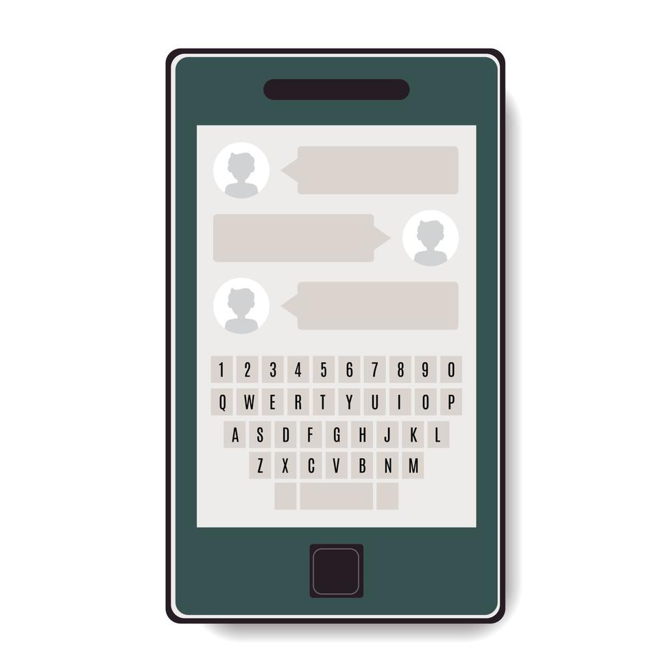 mobiel telefoon met babbelen en toetsenbord. vector illustratie