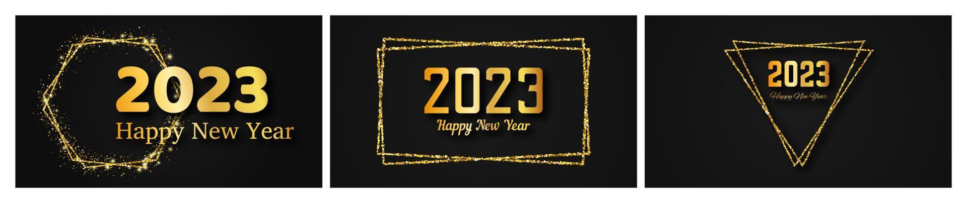 2023 gelukkig nieuw jaar goud achtergrond vector