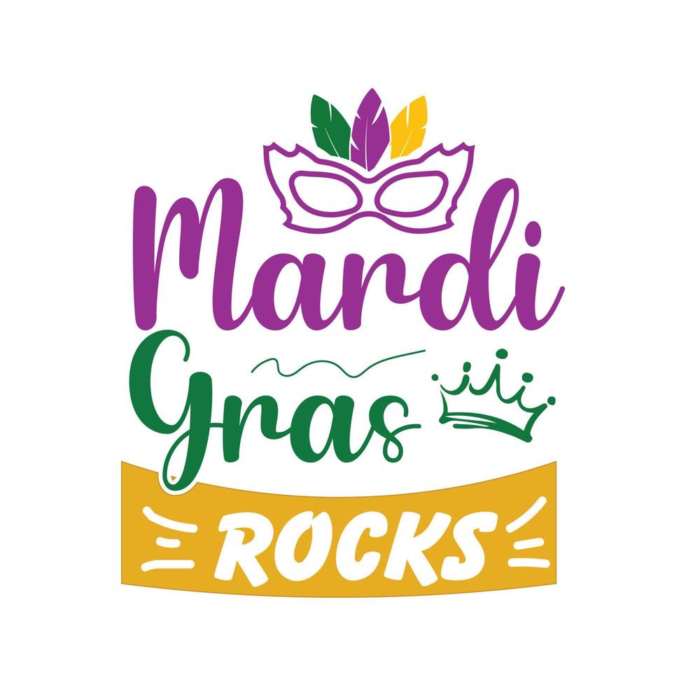 mardi gras rotsen t-shirt ontwerp vector