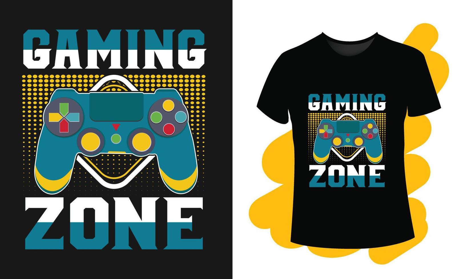 gaming zone typografie t overhemd met gaming controleur illustratie vector