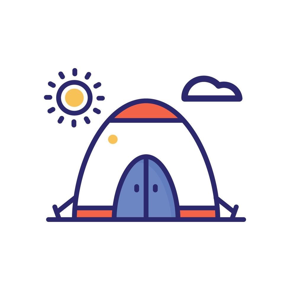 camping tent vector vlak icoon met achtergrond stijl illustratie. camping en buitenshuis symbool eps 10 het dossier