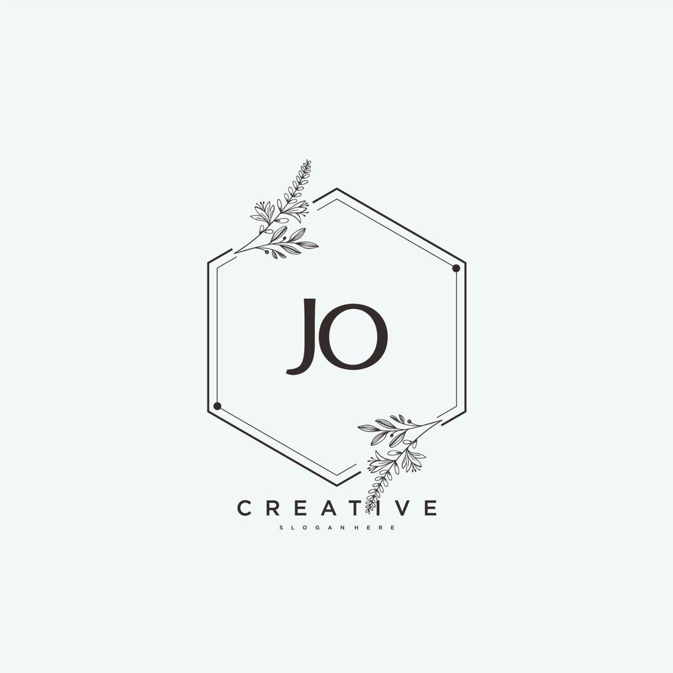 jo schoonheid vector eerste logo kunst, handschrift logo van eerste handtekening, bruiloft, mode, juwelen, boetiek, bloemen en botanisch met creatief sjabloon voor ieder bedrijf of bedrijf.