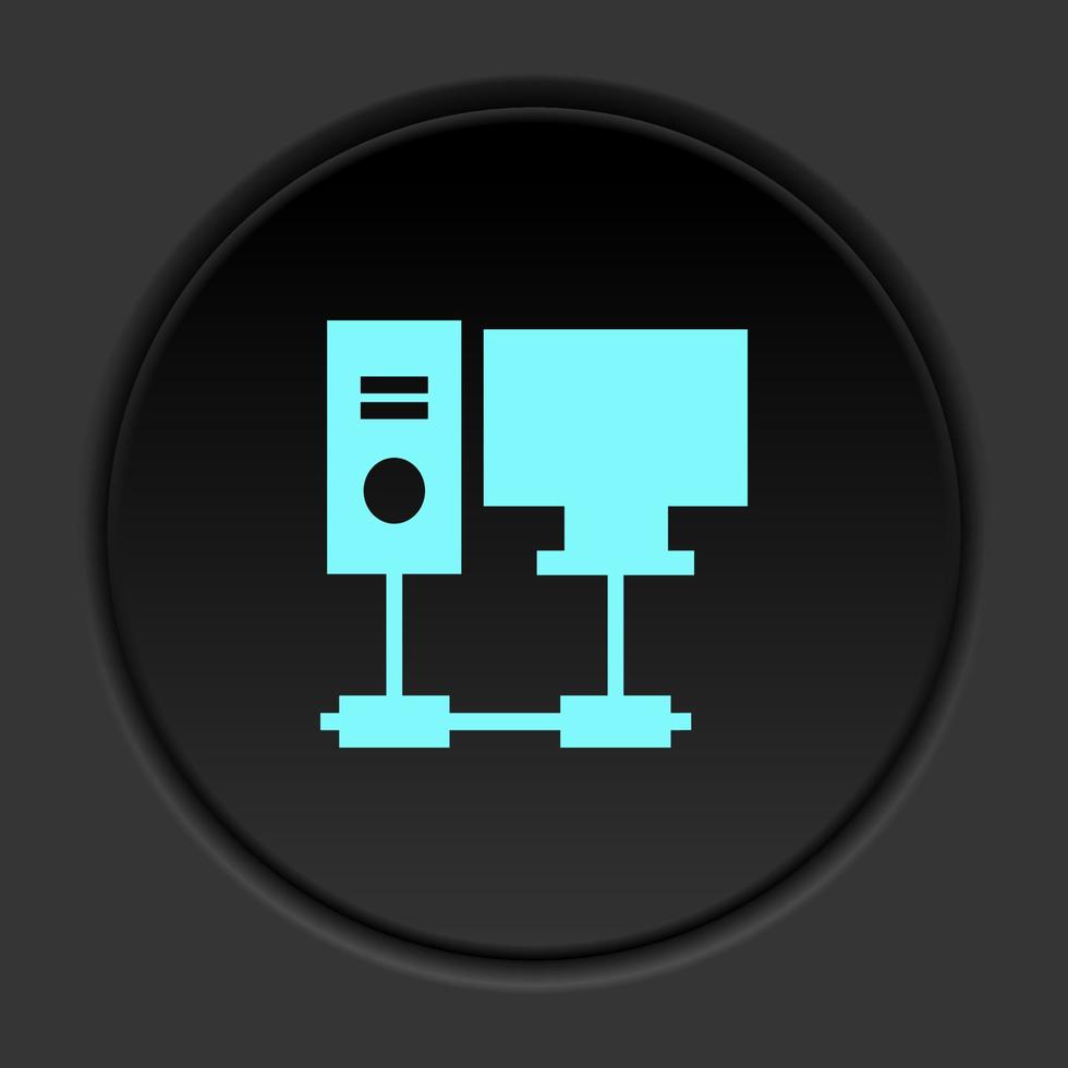 ronde knop icoon, databank, server, computer. knop banier ronde, insigne koppel voor toepassing illustratie Aan donker achtergrond vector