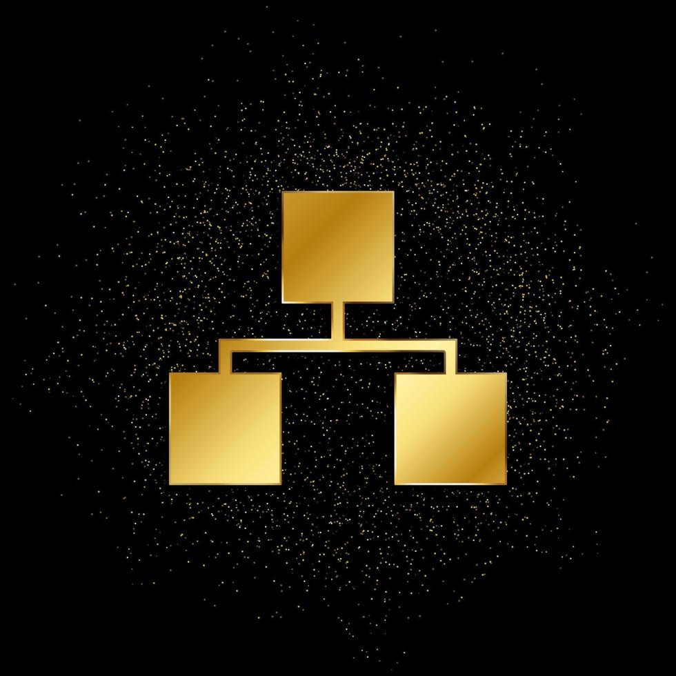 databank, server, opslagruimte goud icoon. vector illustratie van gouden deeltje achtergrond.