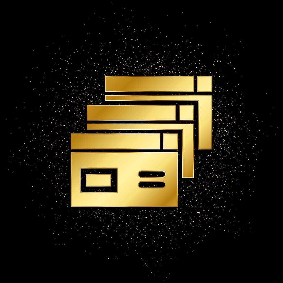 databank, server, brouwers goud icoon. vector illustratie van gouden deeltje achtergrond.
