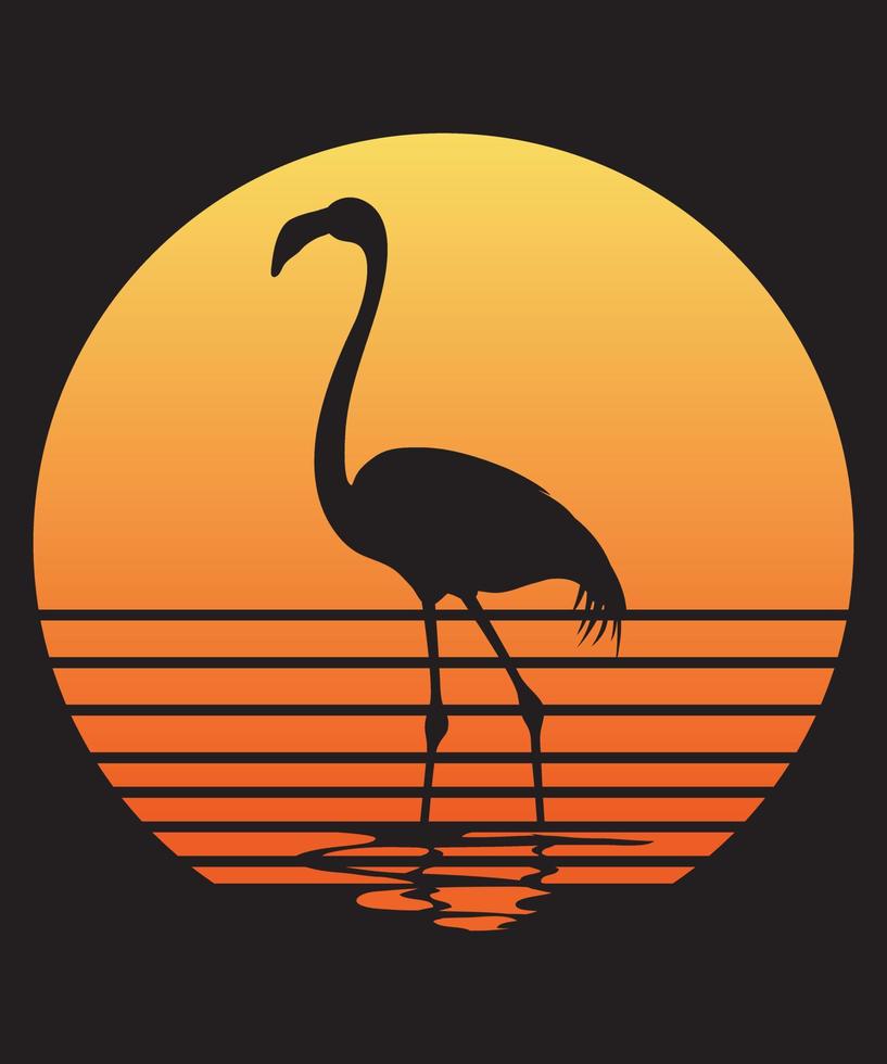 flamingo wijnoogst t-shirt ontwerp vector