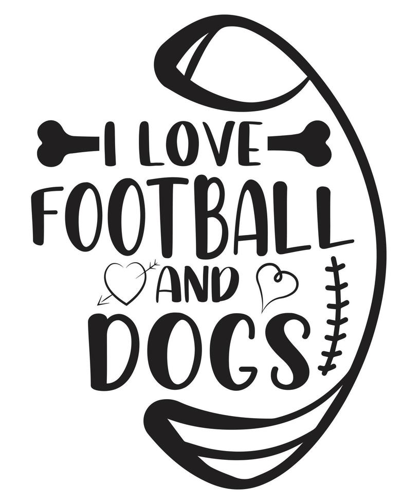 ik liefde Amerikaans voetbal en honden t-shirt ontwerp vector