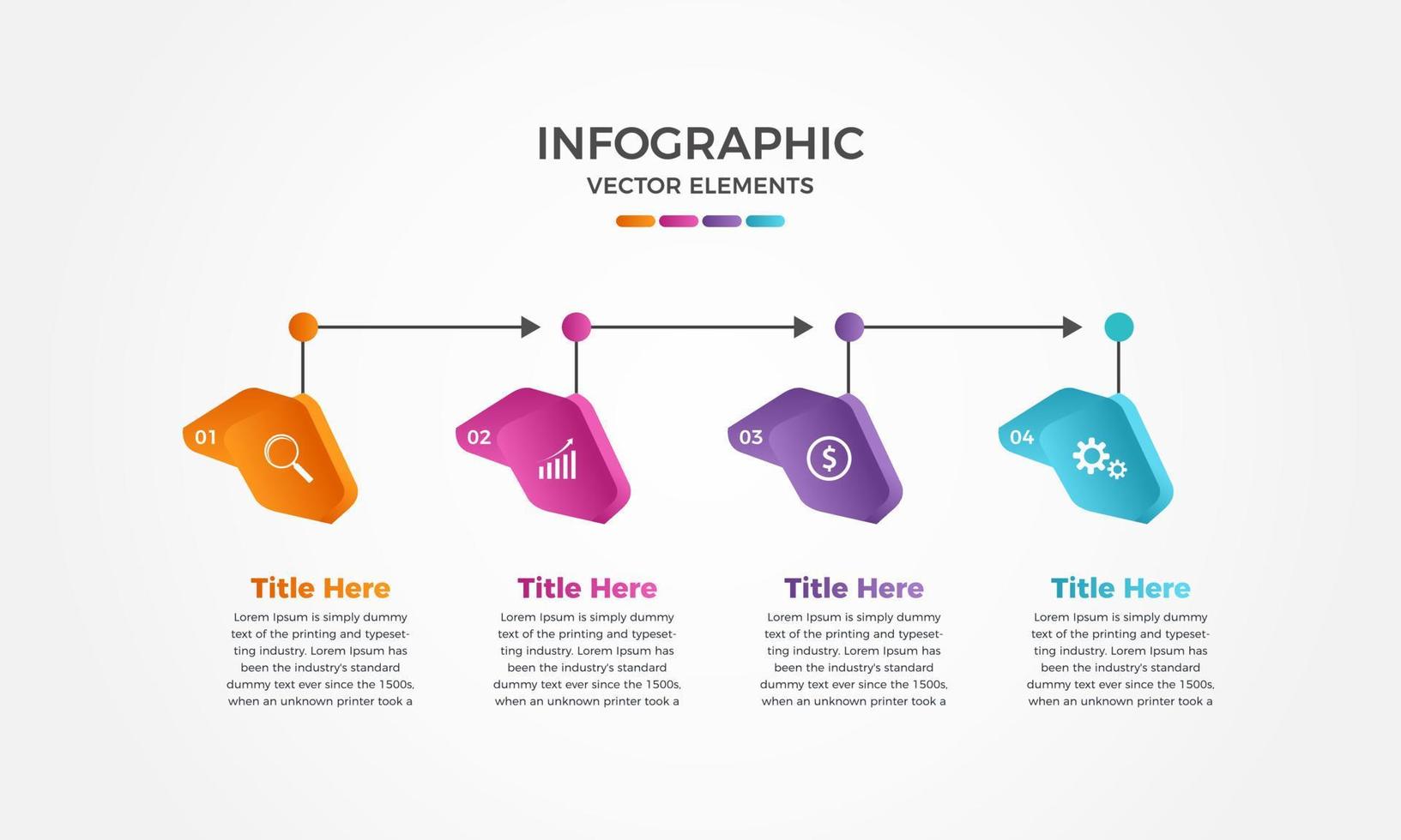 vier stappen modern infographic elementen voor uw bedrijf, professioneel stappen bedrijf infographic sjabloon vector