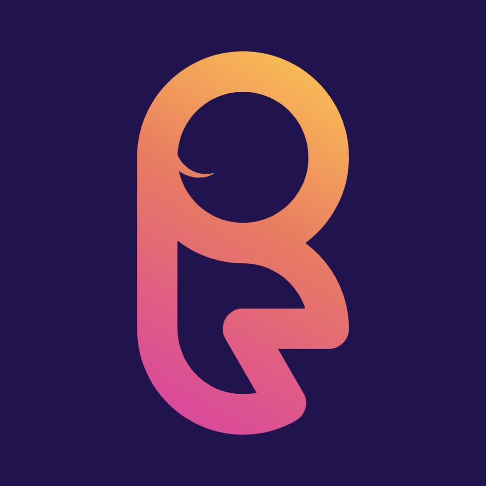 brief 'ber' combinatie tech vorm logo, helling kleurrijk glanzend kleuren grafisch vector iconisch