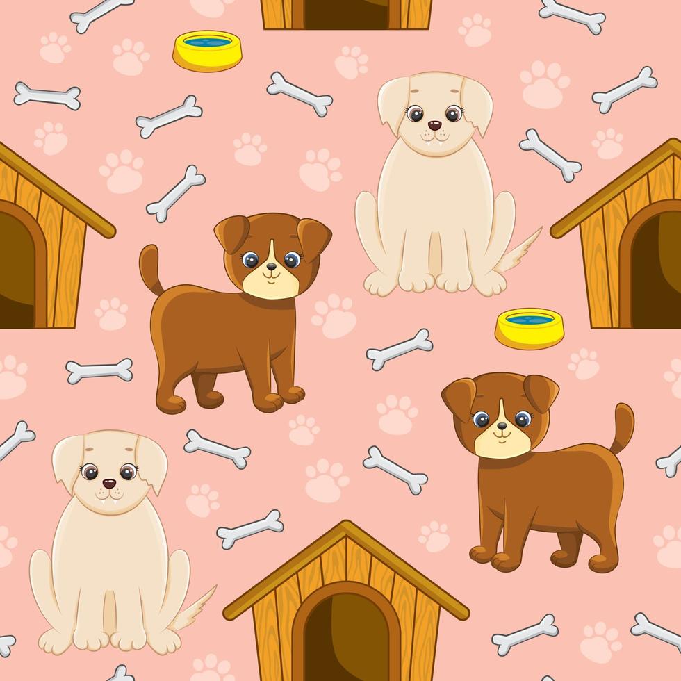 patroon met schattig tekenfilm honden vector