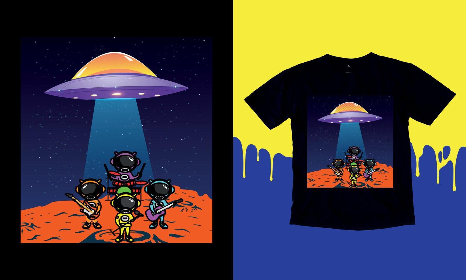 buitenaards wezen muziek- modern van zuur ufo posters in de stijl van techno, enthousiast muziek- met neon 3d realistisch buitenaards wezen psychedelica. wereld ufo dag. afdrukken voor kleding sweatshirts en t-shirts geïsoleerd achtergrond vector