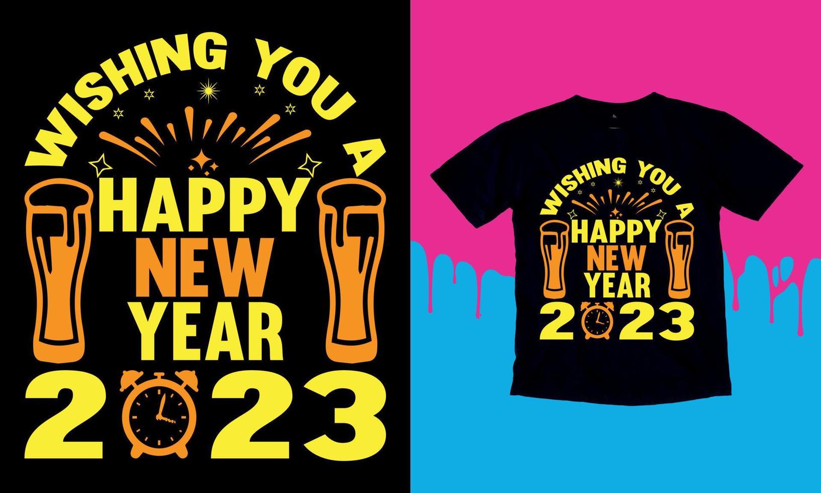 gelukkig nieuw Welkom 2023, typografie, vector ontwerp sjabloon. uniek oog vangen t-shirt ontwerp.