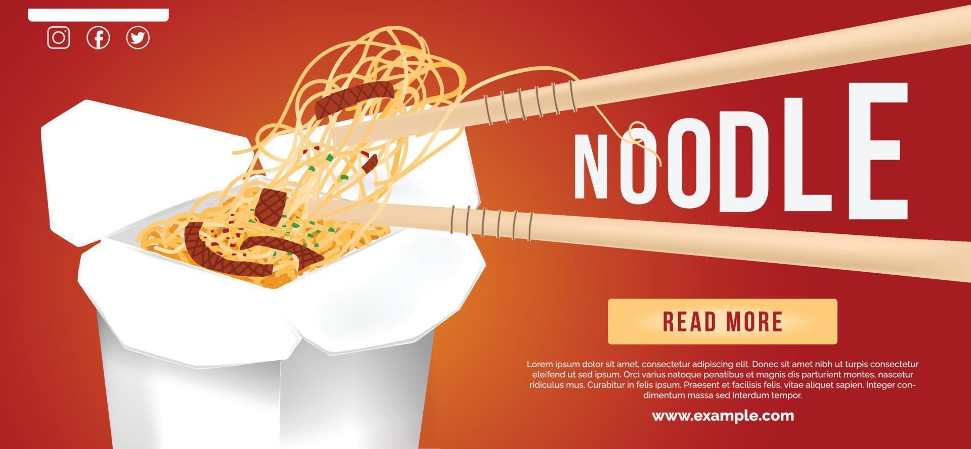 Aziatisch eten noodle uitverkoop korting restaurant menu banier vector