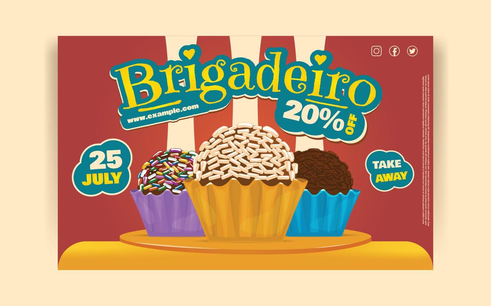Latijns-Amerikaans voedsel braziliaans voedsel chocola brigadeiro banier vector ontwerp