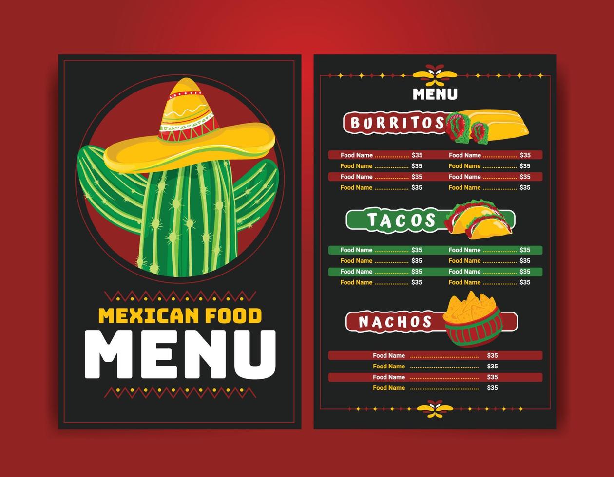 Mexicaans voedsel restaurant menu sjabloon vector