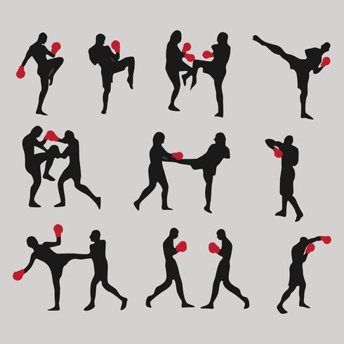 Muay Thai Silhouette Icon Vectors