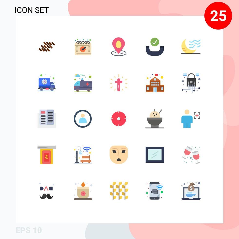 reeks van 25 modern ui pictogrammen symbolen tekens voor nacht klimaat plaats handset telefoontje bewerkbare vector ontwerp elementen