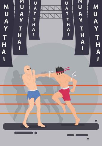 Twee Man Vecht Muay Thai Vechtsporten Illustratie vector