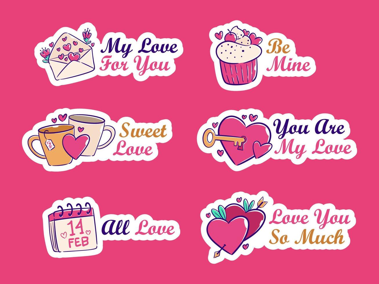 Valentijn feest groet babbelen stickers vector