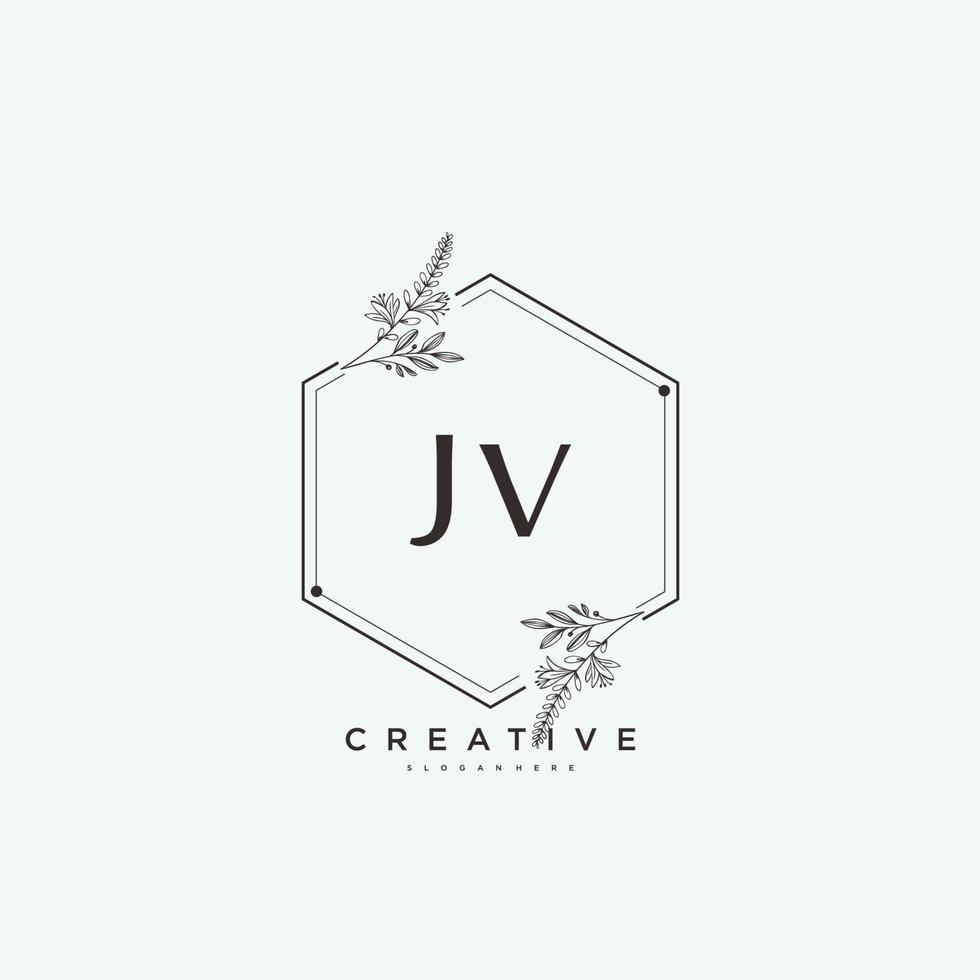 jv schoonheid vector eerste logo kunst, handschrift logo van eerste handtekening, bruiloft, mode, juwelen, boetiek, bloemen en botanisch met creatief sjabloon voor ieder bedrijf of bedrijf.