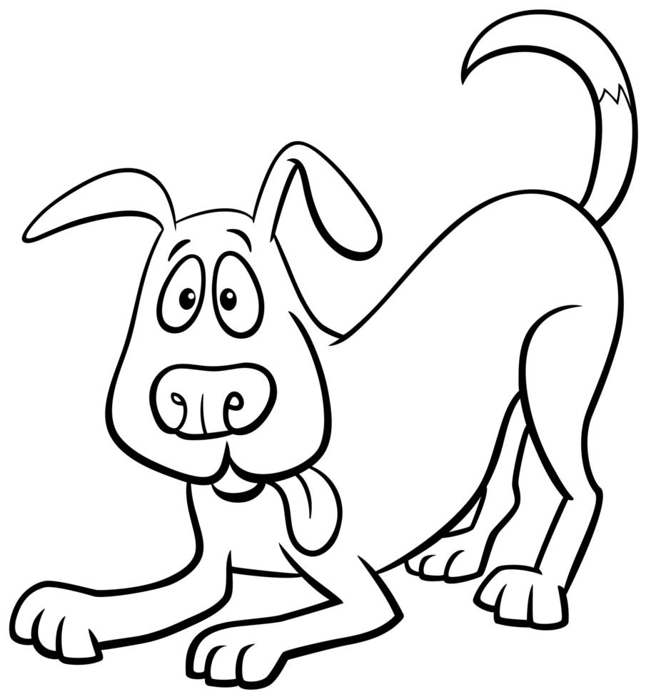 cartoon hond karakter kleurboekpagina vector