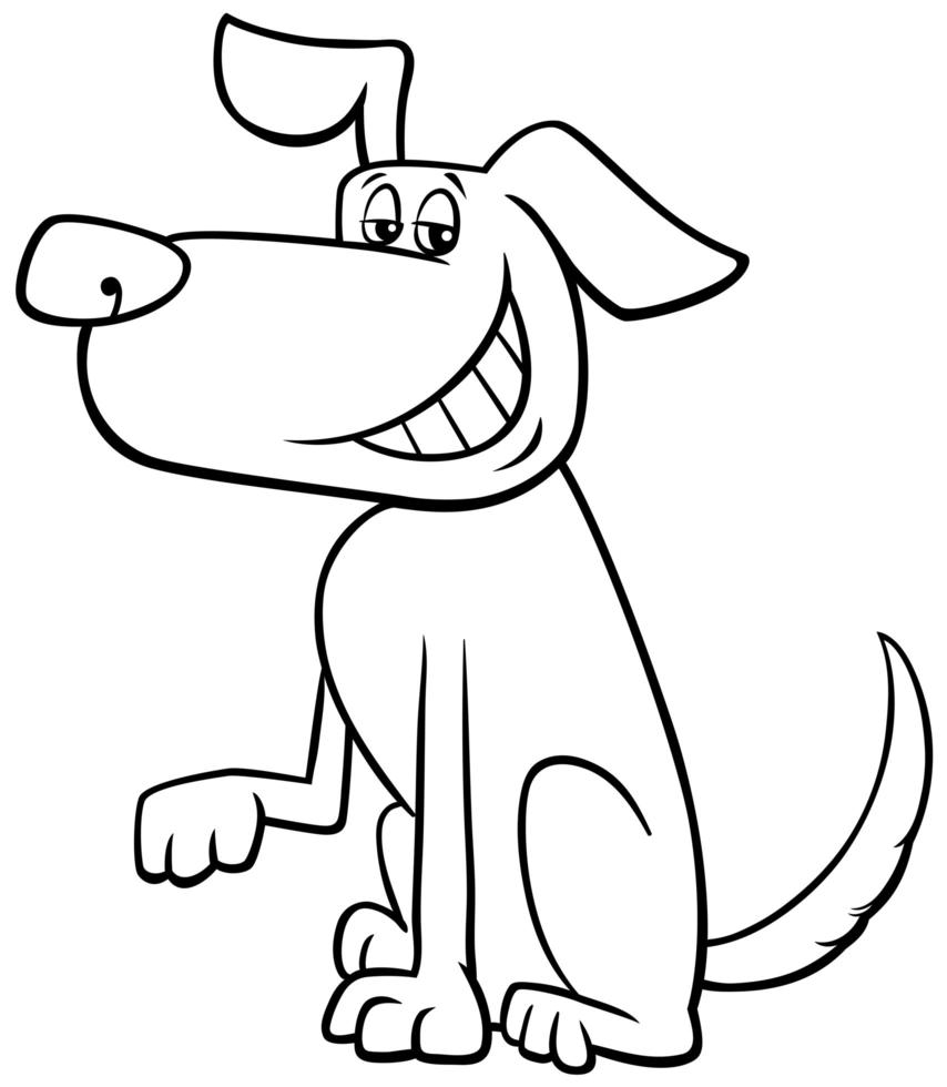 cartoon grappige hond karakter kleurboekpagina vector