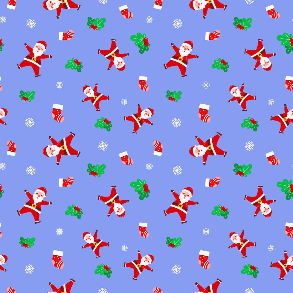 kerst schattig gelukkig kerstman kersensok paars patroon voor inpakpapier vector