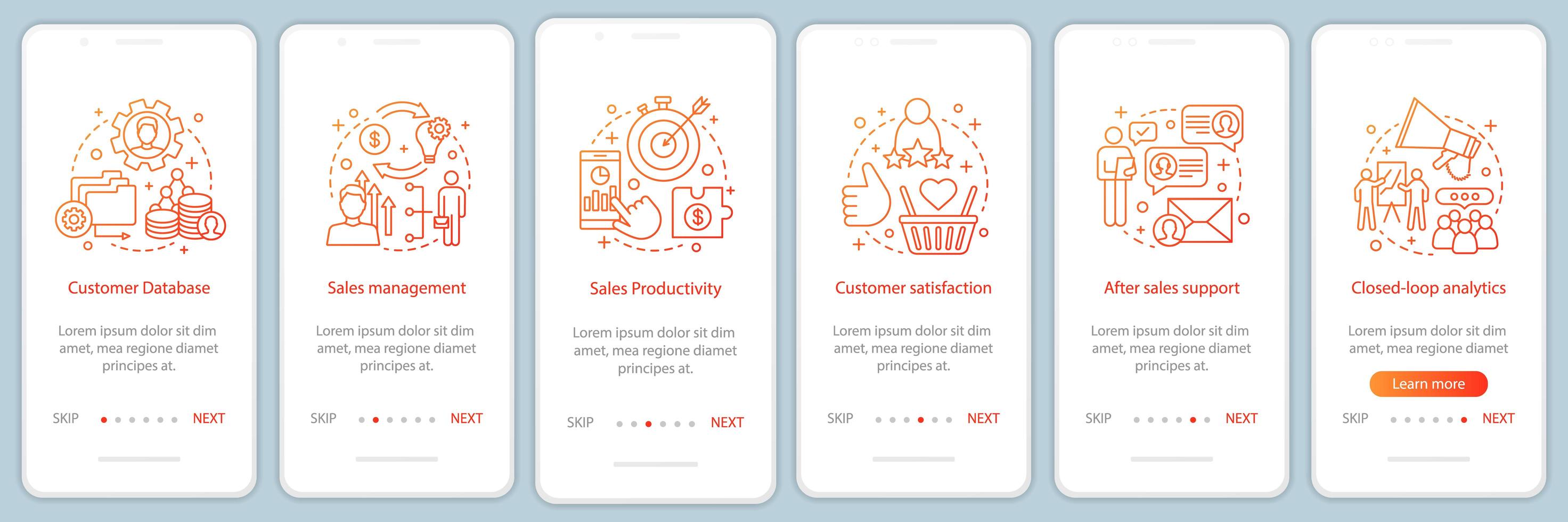 marketing onboarding mobiele app-pagina vector