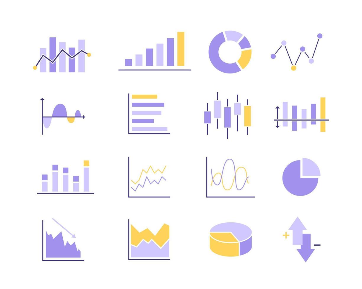 bedrijf gegevens markt elementen, diagrammen en grafieken, statistiek en gegevens, infographics bedrijf, geld, naar beneden of omhoog, analytisch verslag doen van vector