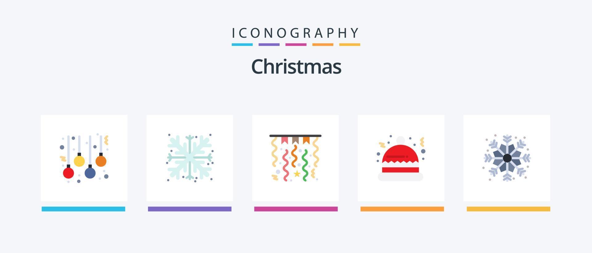 Kerstmis vlak 5 icoon pak inclusief . sneeuwvlok. kerstmis. kerstmis. hoed. creatief pictogrammen ontwerp vector