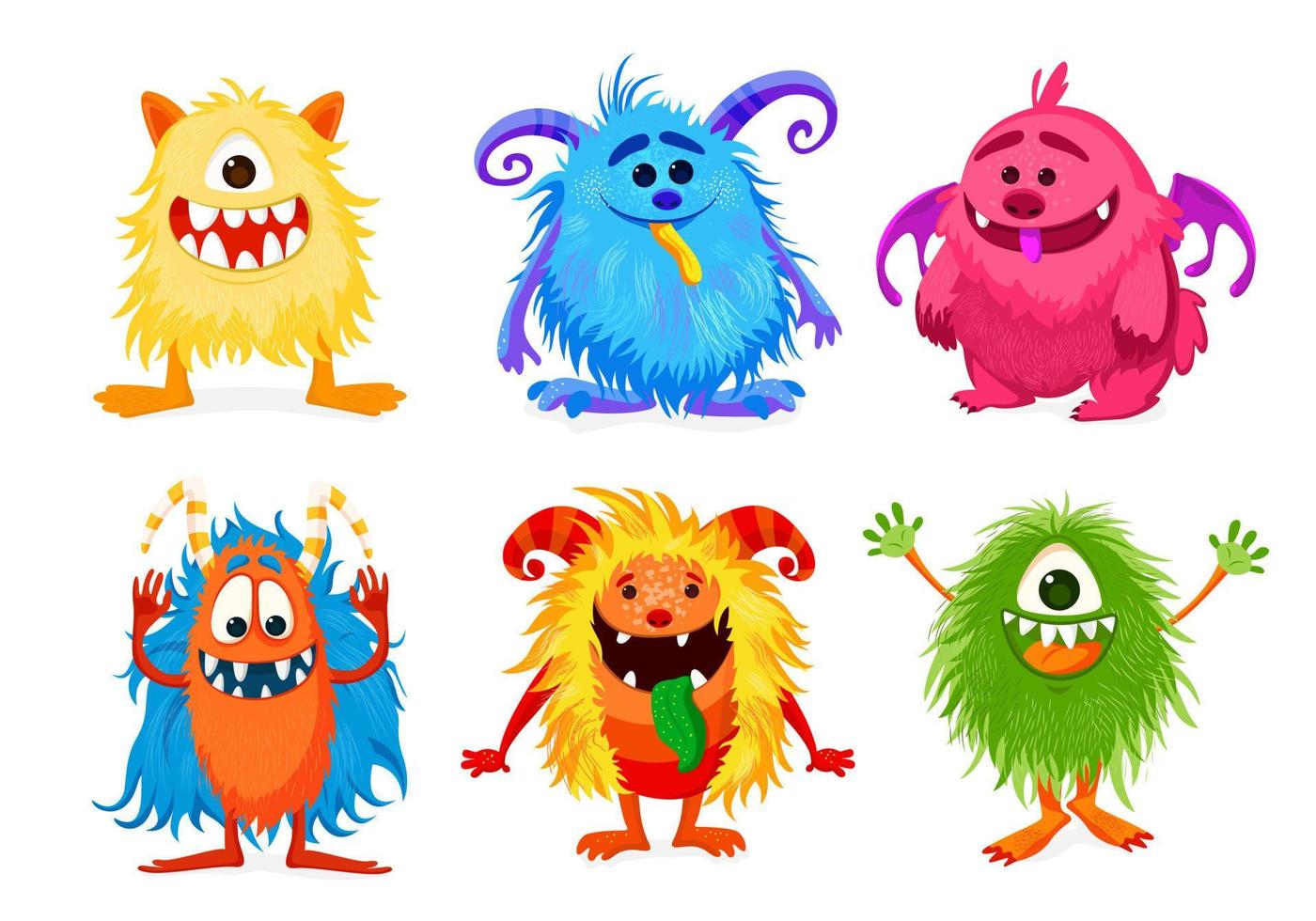 vector reeks met geïsoleerd schattig tekenfilm monsters. grappig geïsoleerd monsters voor ieder gebruiken. vector illustratie