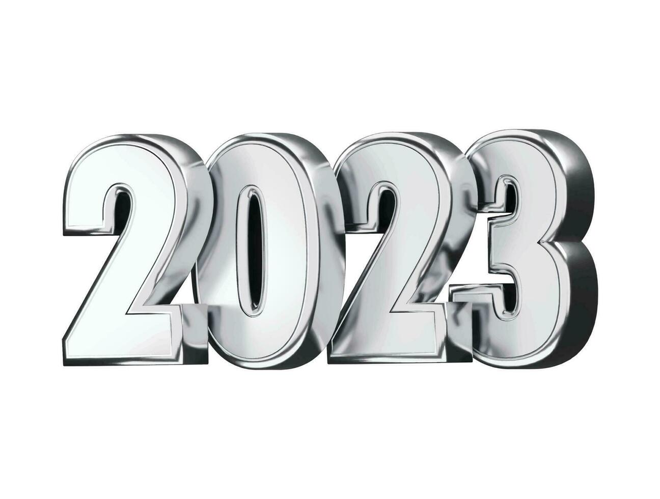 realistisch 3d renderen 2023 nieuw jaar tekst effect vector