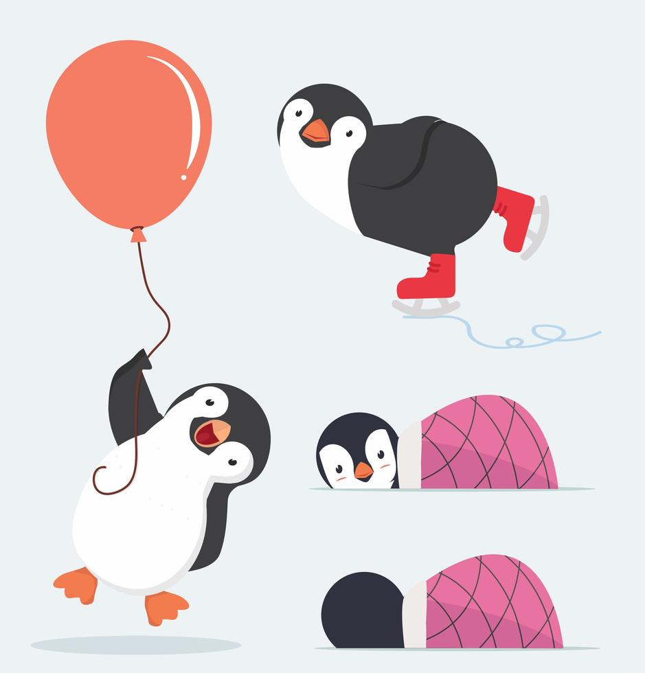 schattige pinguïn tekens instellen vector