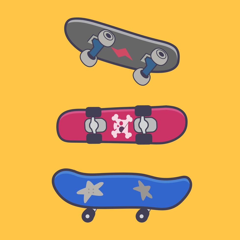 set van leuke skateboards vector